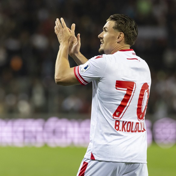 Benjamin Kololli (SIO) apres son but (1:0), lors de la rencontre de football de Swiss Super League entre le FC Sion, SIO, et le Grasshopper Club Zuerich, GC, ce samedi 17 mai 2025 au Stade de Tourbill ...