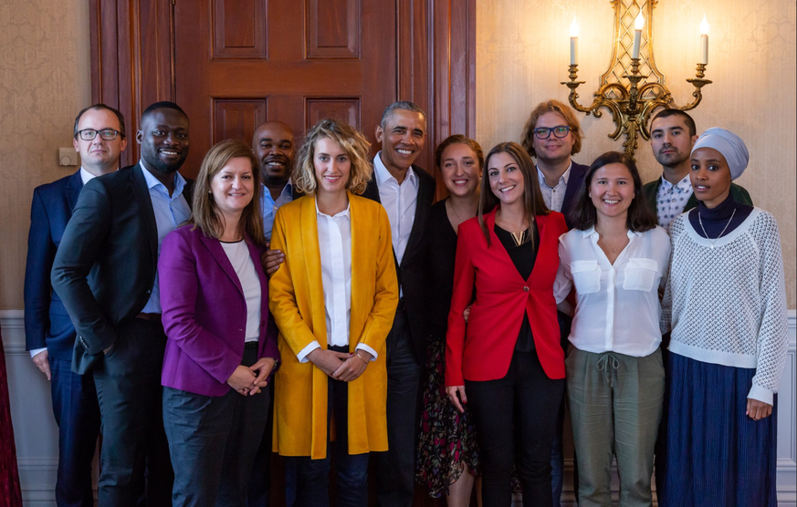 Barack Obama mit Flavia Kleiner in Amsterdam.