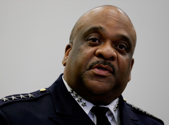 File Photo: Chicago Police Superintendent Eddie Johnson speaks during a news conference announcing the department&#039;s plan to hire nearly 1,000 new police officers in Chicago, Illinois, U.S., Septe ...