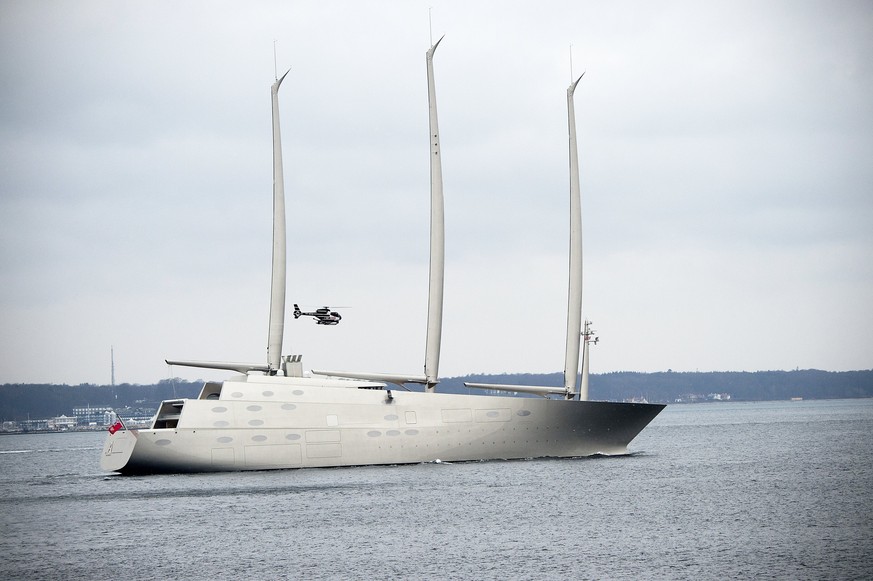 epa05804178 (FILE) - A file picture dated 06 February 2017 shows sail-assisted motor yacht &#039;Sailing Yacht A&#039; passing Elsinore, North Sealand, Denmark. According to reports from 19 February 2 ...