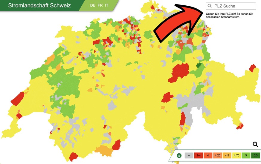 Postleitzahl eingeben, fertig.