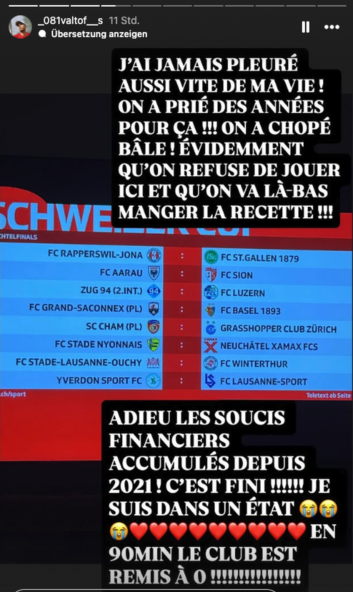 Instagram-story Gegner FC Basel
