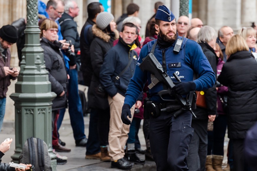 Erhöhte Polizeipräsenz in Brüssel.