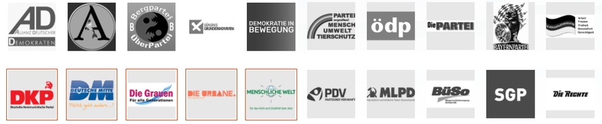 Eine Auswahl der Parteien, welche in Deutschland gewählt werden können.