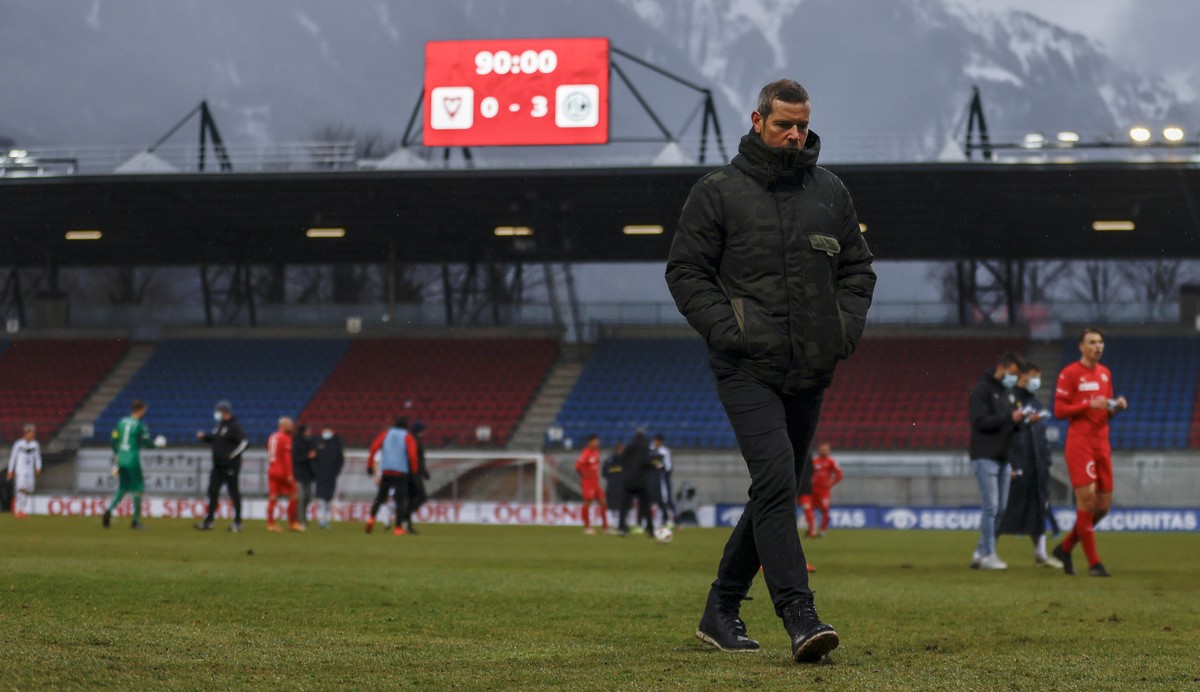 Vaduz' Cheftrainer Mario Frick nach der Superleague-Partie zwischen dem FC Vaduz und dem FC Lugano am Sonntag, den 14. Maerz 2021 im Rheinpark Stadion in Vaduz. (KEYSTONE/Christian Merz)