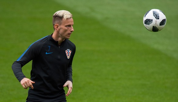 epa06780751 Croatia&#039;s player Ivan Rakitic attends a training session at Anfield in Liverpool, Britain, 02 June 2018. The Croatian national soccer team prepares for the FIFA World Cup 2018 taking  ...