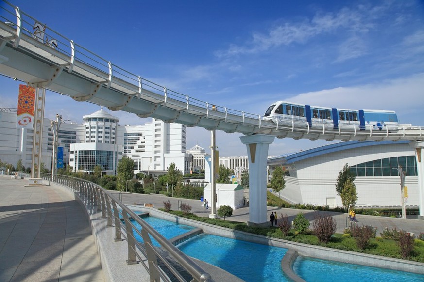 Turkmenistan the best photos from the country where no Swiss have lived since 2016.  Only Swiss watson.ch Ashgabat, Turkmenistan - September 26, 2017: part of the sports complex, with monorail.  O...