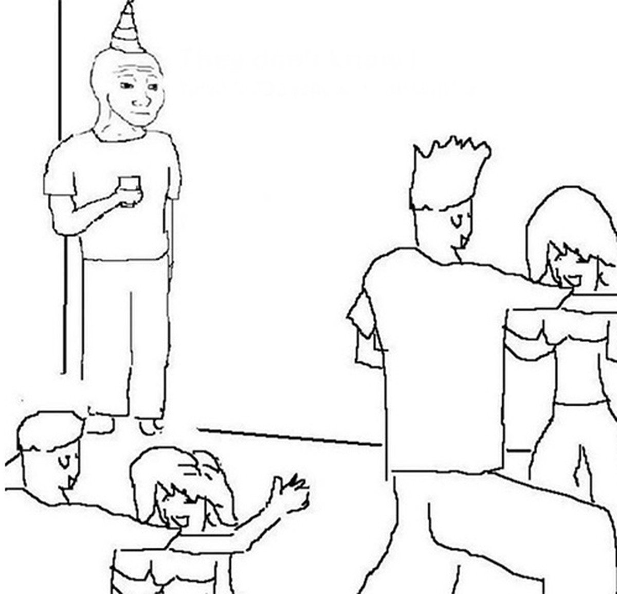 «Bruno at the party», Bleistiftzeichnung (1085) von Wassily Memedinsky