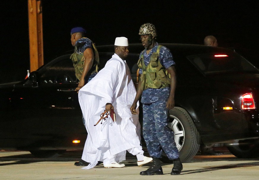 Former Gambian President Yahya Jammeh arrives at the airport before flying into exile from Gambia, January 21, 2017. REUTERS/Thierry Gouegnon TPX IMAGES OF THE DAY