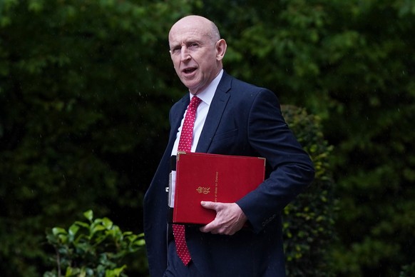 John Healey, Britain's Minister of Defense arrives for a cabinet meeting inside 10 Downing Street in London, Tuesday, June 2, 2026. (AP Photo/Alberto Pezzali)
John Healey