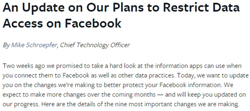 Ein Ausschnitt des Blog-Eintrags von Facebook.