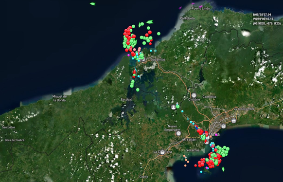 Eine Grafik der feststeckenden Schiffe vor dem Panamakanal.