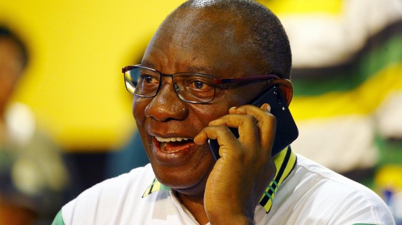 epa06521176 (FILE) - New ANC President Cyril Ramaphosa during the 54th ANC National Conference held at the NASREC Convention Centre, Johannesburg , South Africa, 18 December 2017 (reissued 13 February ...