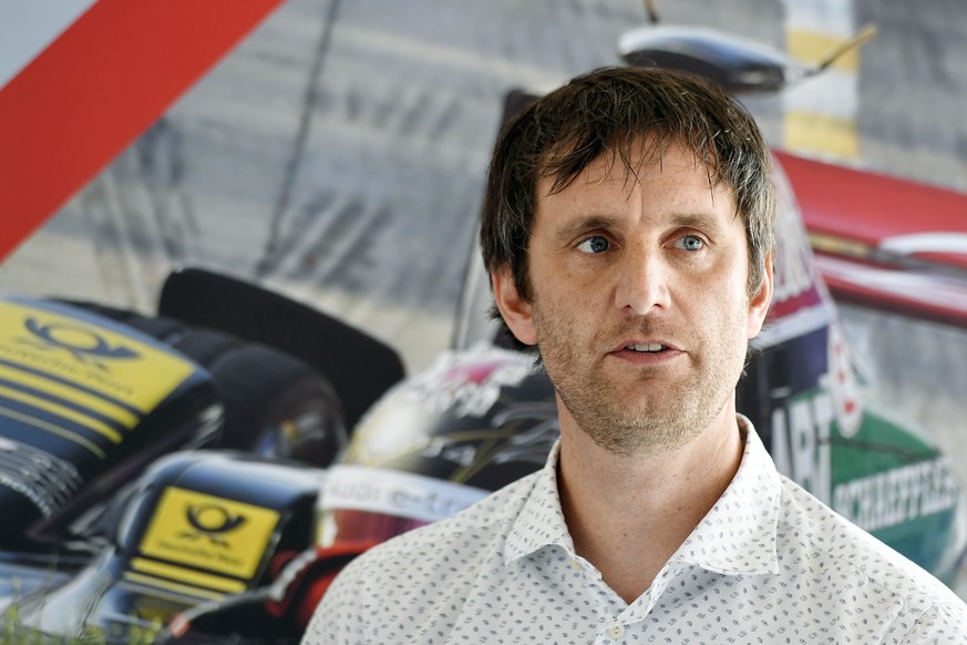 Pascal Derron, Gruender Swiss e-Prix Operations AG an einer Medienkonferenz in Zuerich am Dienstag, 10. April 2018. Die Formel E ist die weltweit renommierteste Meisterschaft fuer Elektro-Rennautos. I ...