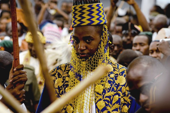 FILE - Uganda's King of the Tooro Kingdom, King Oyo Nyimba Kabamba Iguru Rukidi IV, during his 18th birthday at Fort Portal, Uganda, Saturday, April 17, 2010 as he assumed the full duties of King ...