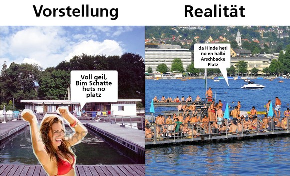 7 doofe Situationen, die wir alle kennen, wenn es draussen so richtig schÃ¶n heiss ist
NR 7 muss ich ein wenig widersprechen, gehe des Ã¶fteren Mittags in ein Seebad Chillen und Essen und nach der Arb ...