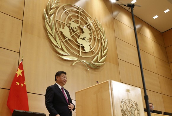 Chinese President Xi Jinping delivers a speech during a high-level event in the Assembly Hall at the United Nations European headquarters in Geneva, Switzerland, January 18, 2017. REUTERS/Denis Balibo ...