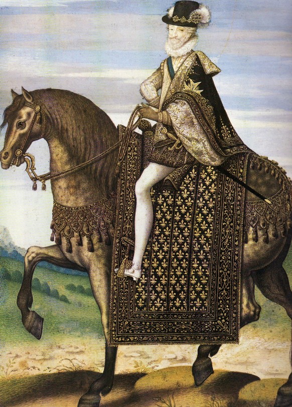Heinrich IV. als König zu Pferde. Er sass von 1589 bis zu seiner Ermordung 1610 auf dem französischen Thron.