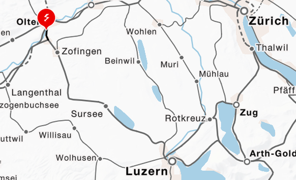 Betroffen ist die Strecke Olten-Aarburg – und somit auch die Linie nach Luzern.