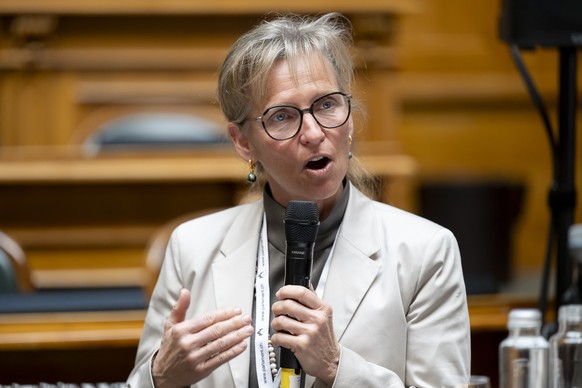 Regierungsraetin Karin Kayser-Frutschi, Co-Praesidentin der Konferenz der Kantonalen Justiz- und Polizeidirektorinnen und -direktoren spricht bei einer Veranstaltung zum Internationalen Tag der Frau i ...