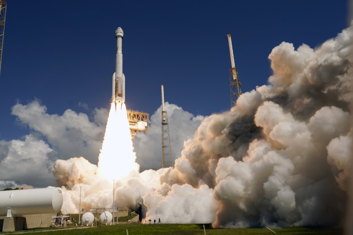 Boeing's Starliner capsule atop an Atlas V rocket lifts off from Space Launch Complex 41 at the Cape Canaveral Space Force Station on a mission to the International Space Station, Wednesday, June ...