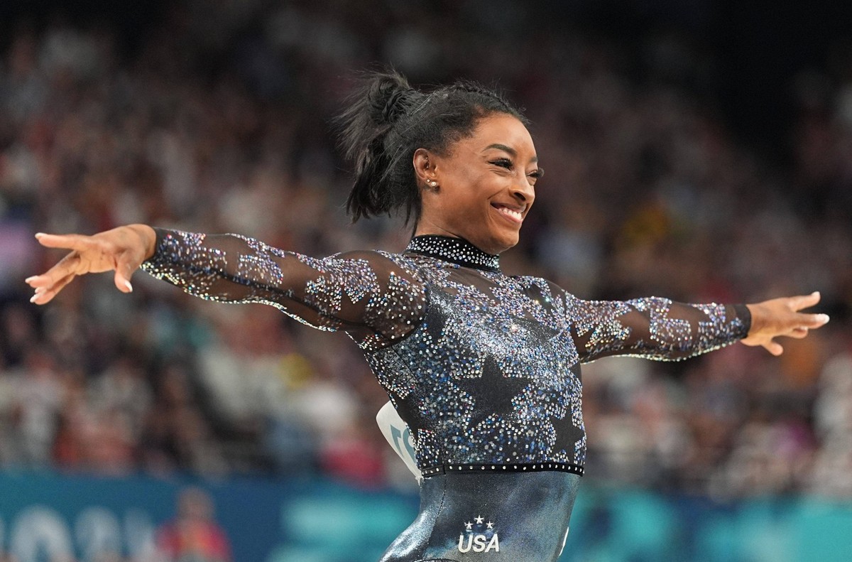July 28 2024: Simone Biles United States of America competes during the vault at Bercy Arena, Paris, France. /CSM. Paris France - ZUMAc04_ 20240728_zma_c04_170 Copyright: xUlrikxPedersenx