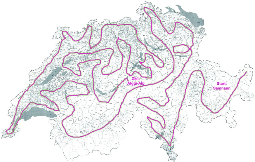 Der grobe Streckenplan: Gesamtlänge rund 11'000 Kilometer, Höhenmeter rund 200'000.&nbsp;