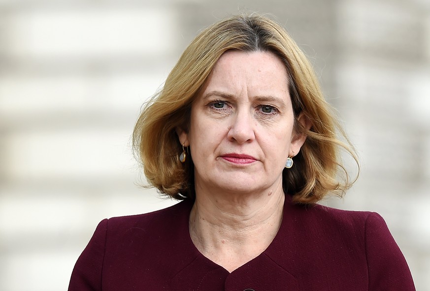 epa06701873 (FILE) - Britain&#039;s Home Secretary Amber Rudd in central London, Britain, 24 April 2018. Britain&#039;s Home Secretary Amber Rudd leaves after attending a Cabinet meeting at Downing St ...