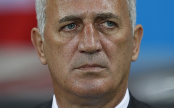 Switzerland head coach Vladimir Petkovic looks on as he waits for the start of the group E match between Brazil and Switzerland at the 2018 soccer World Cup in the Rostov Arena in Rostov-on-Don, Russi ...