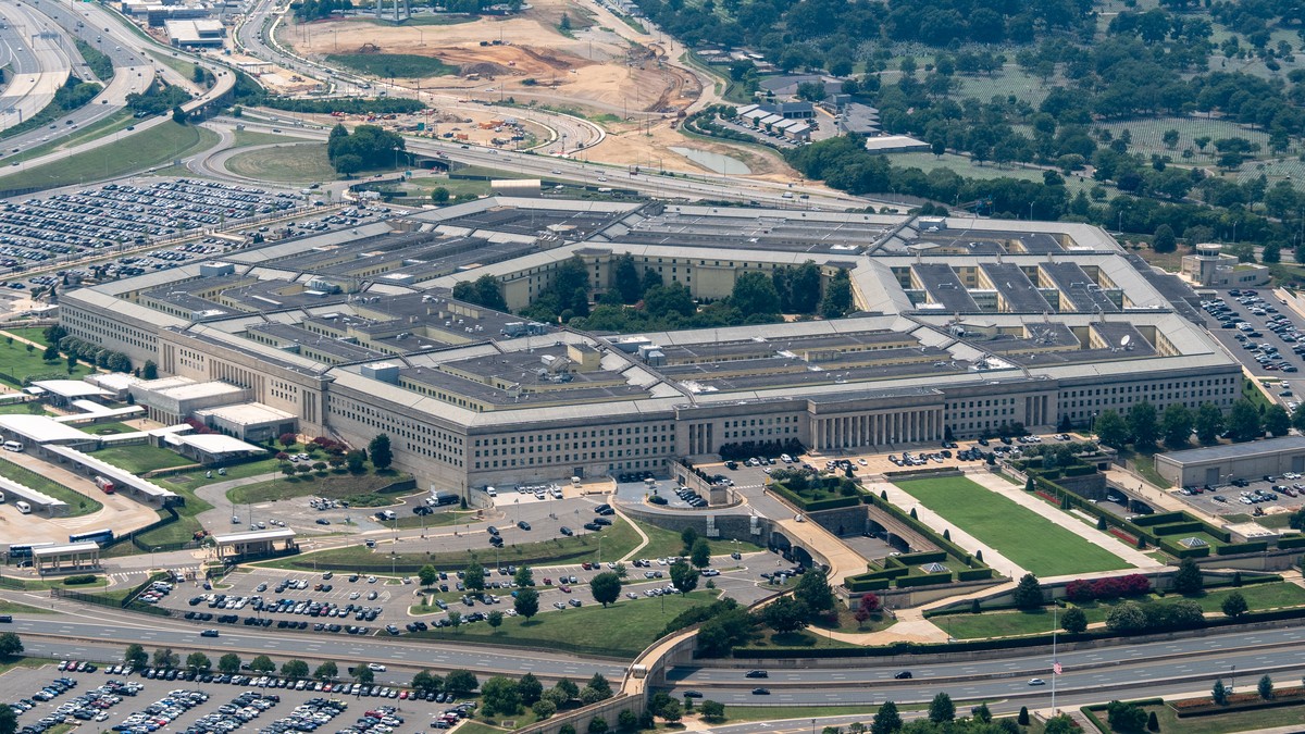 FILE - The Pentagon is seen from the air, July 15, 2026, in Washington. (AP Photo/Alex Brandon, File)
Media Pentagon Stars and Stripes