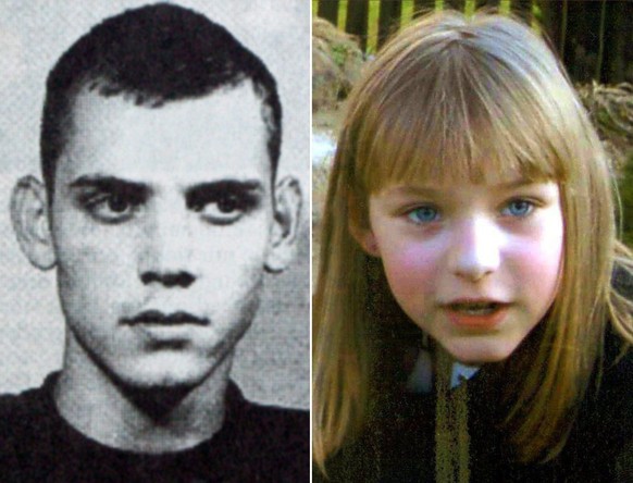 epa05584111 (FILE) A composite image made of undated file images shows a mugshot of late member of the so-called National Socialist Underground (NSU) Uwe Boenhardt (L) and a police handout of late Peg ...