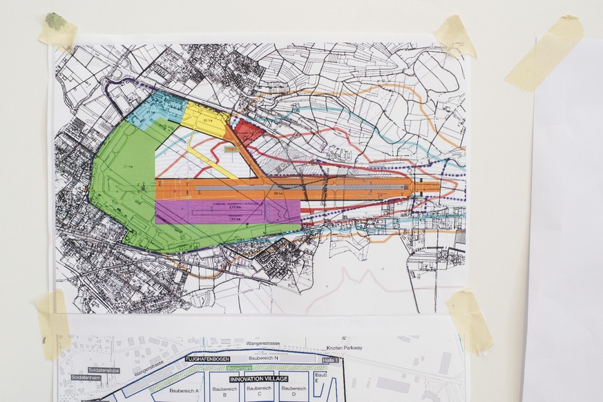 Eine Planungs-Zeichnung des Vereins &quot;X-27&quot; anlaesslich der Arbeitsgruppe fuer die Landesausstellung (EXPO) 2017 auf dem Flugplatz Duebendorf, aufgenommen am Donnerstag, 23. Maerz 2017 in ihr ...