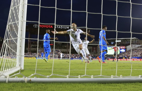 Jul 7, 2015; Dallas, TX, USA; United States forward Clint Dempsey (8) celebrates after scoring a goal in the first half against Honduras during the 2015 Gold Cup soccer match at Toyota Stadium. Mandat ...