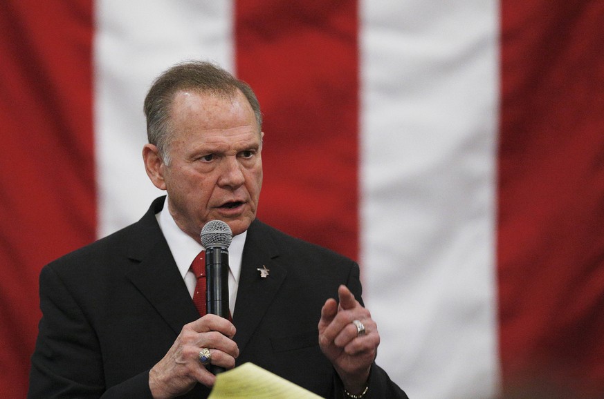 U.S. Senate candidate Roy Moore speaks at a campaign rally, Monday, Dec. 11, 2017, in Midland City, Ala. (AP Photo/Brynn Anderson)