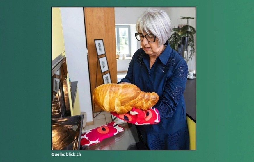 Bundesrätin Elisabeth Baume-Schneider beim Zopf backen