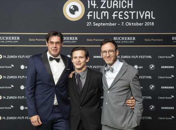 Ein aufregender Tag für Regisseur Michael Steiner, Schauspieler Joel Basman und Drehbuchautor Thomas Meyer (v.l.n.r.): Ihr Film &quot;Wolkenbruch&quot; ist fünf Mal für den Schweizer Filmpreis nominie ...