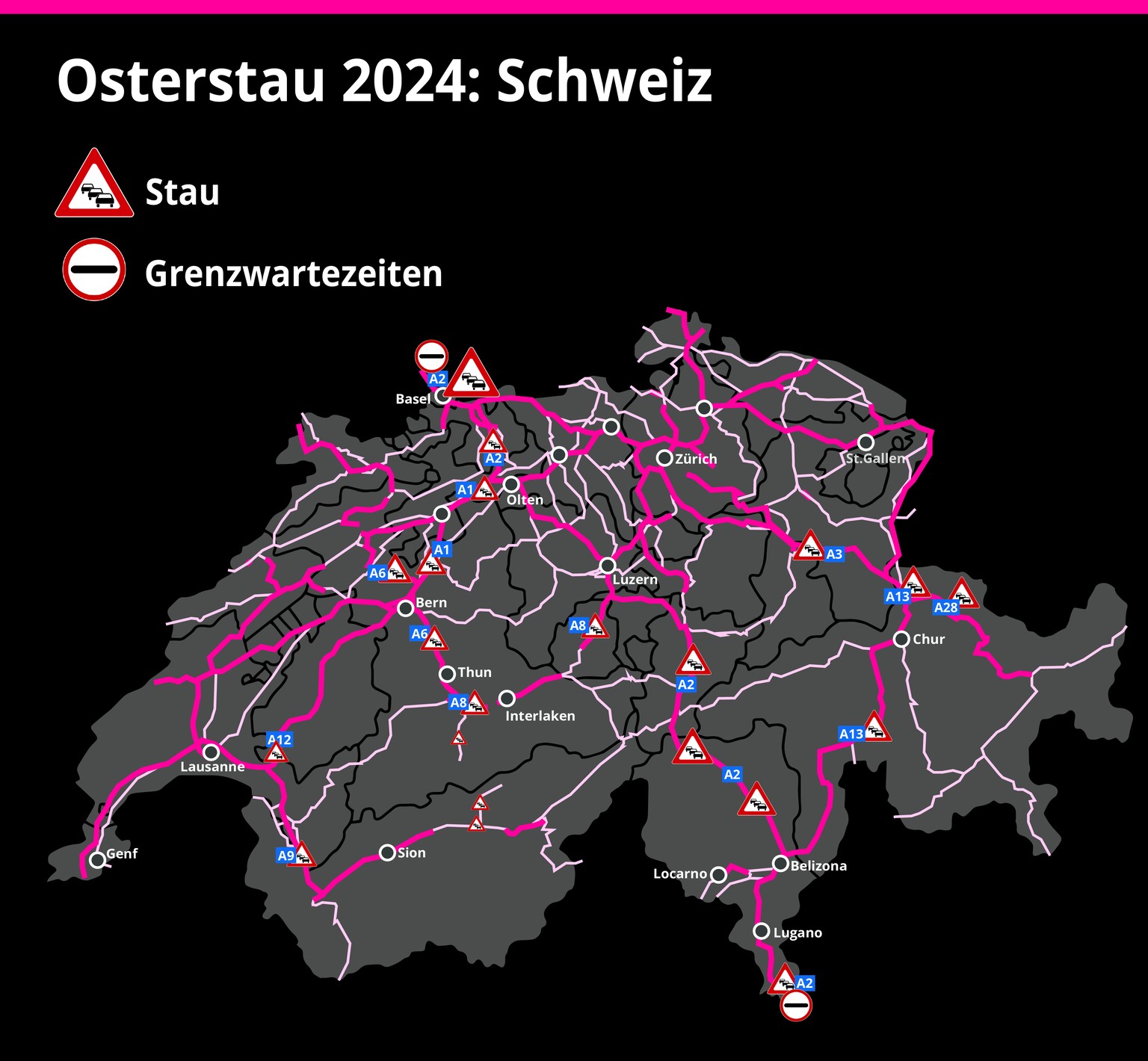 Osterstau 2024 Schweiz Karte
