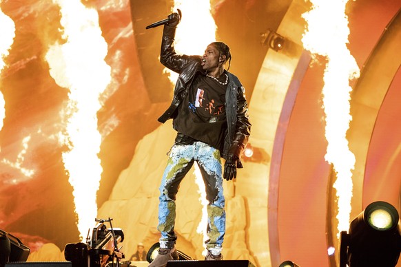 FILE - Travis Scott performs at the Astroworld Music Festival in Houston, Nov. 5, 2021. A Texas grand jury has declined to indict Travis Scott in the criminal investigation into a massive crowd surge  ...