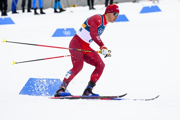 Valerio Grond of Switzerland in action during the men's Cross-Country Skiing Sprint Classic quarterfinals at the 2026 Olympic Winter Games in Tesero, Italy, on Tuesday, February 10, 2026. (KEYSTO ...