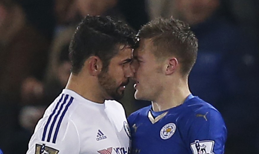 Keine Freunde: Chelseas Diego Costa und Leicesters Jamie Vardy.