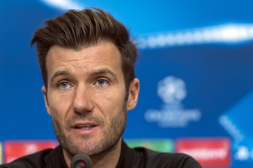 Basel&#039;s head coach Raphael Wicky speaks during a press conference the day before the Champions League Group A soccer match between Switzerland&#039;s FC Basel 1893 and Russia&#039;s CSKA Moscow a ...