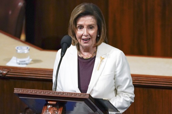 House Speaker Nancy Pelosi of Calif., speaks on the House floor at the Capitol in Washington Thursday, Nov. 17, 2022. (AP Photo/Carolyn Kaster)
Nancy Pelosi