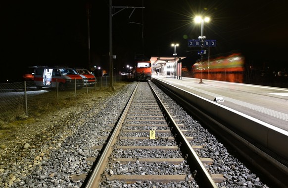 Stehender Zug nach Kollision im Bahnhof Wiesendangen