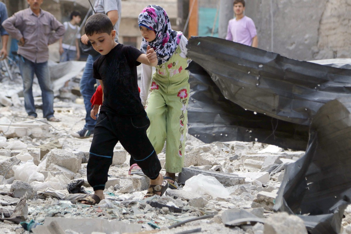 Kinder im zerstörten Aleppo. In Konfliktgebieten haben gemäss UNICEF 13 Millionen Kinder keinen Zugang zu Bildung.