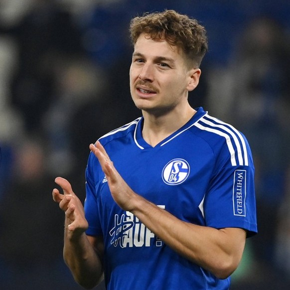 Cedric Brunner Schalke 04, Henning Matriciani FC Schalke 04, v.re. 10.02.2023, Fussball GER, Saison 2022 2023, 1. Bundesliga, 20. Spieltag, FC Schalke 04 - VfL Wolfsburg 0:0 Gelsenkirchen Veltins Aren ...