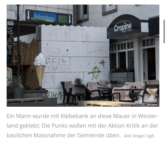 Punks auf Sylt machen sich mit Aktion in Westerland Ã¼ber Gemeinde lustig\nWas ist eine Klebebank?