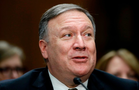 In this April 12, 2018, photo, Secretary of State-designate Mike Pompeo speaks during the Senate Foreign Relations Committee hearing on his confirmation on Capitol Hill in Washington. President Trump’ ...