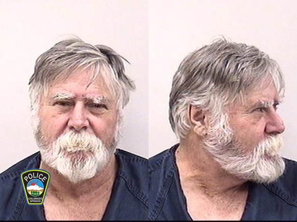 epa08089514 A handout booking photo made available by the Colorado Springs Police Department shows David Wayne Oliver, who was arrested by police officers after allegedly robbing a bank, in Colorado S ...