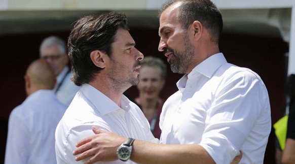 Bundesliga-Legenden unter sich: Thun-Trainer Sforza und Luzern-Coach Babbel.