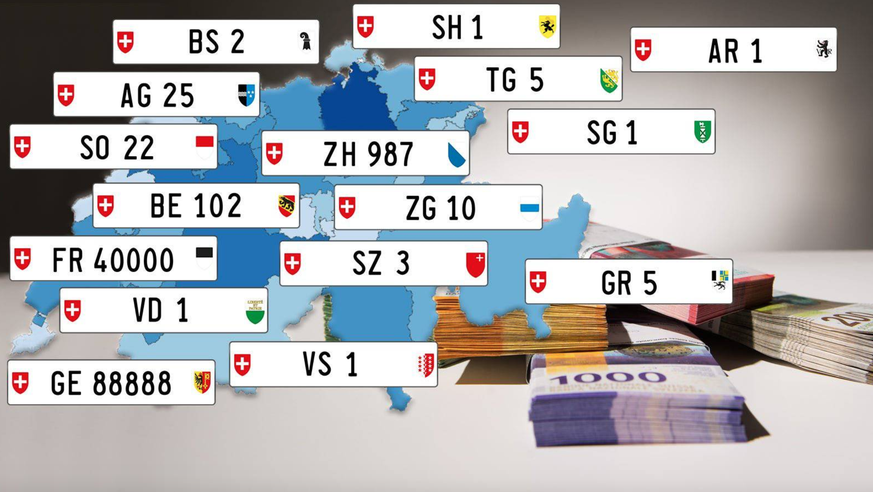 Die teuersten Autoschilder der Schweiz.